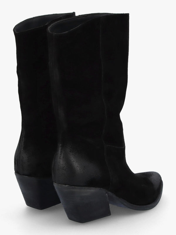 Genesis Black Leather Western Calf Boots