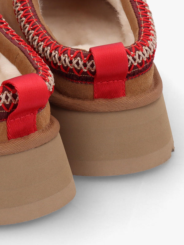 Tazz Chestnut Suede Platform Mules