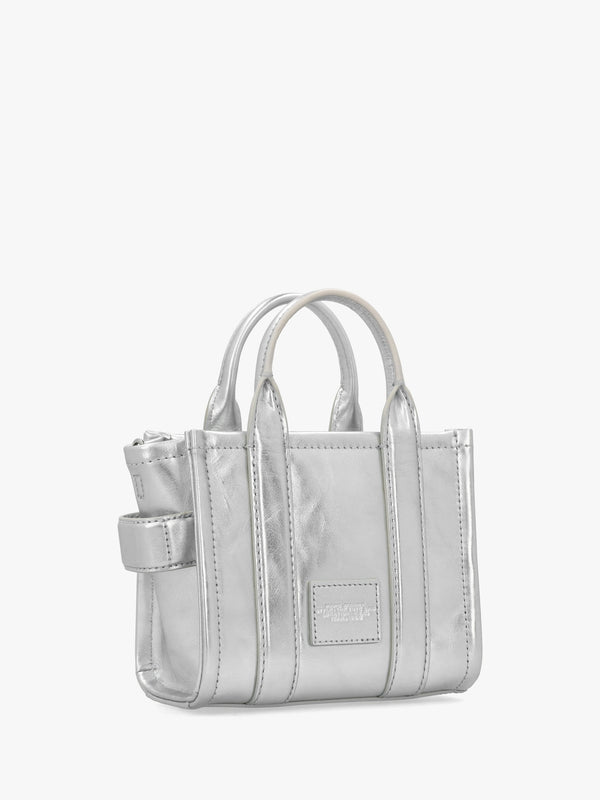 The Metallic Leather Silver Cross-Body Tote Bag