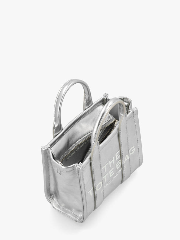 The Metallic Leather Silver Cross-Body Tote Bag