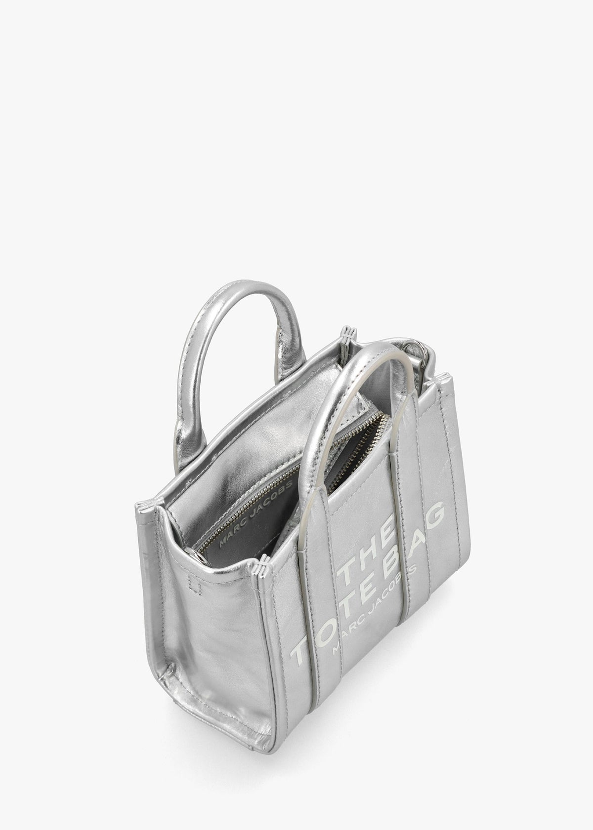 The Metallic Leather Silver Cross-Body Tote Bag