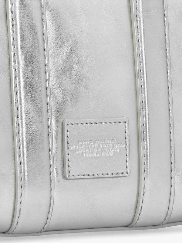 The Metallic Leather Silver Cross-Body Tote Bag