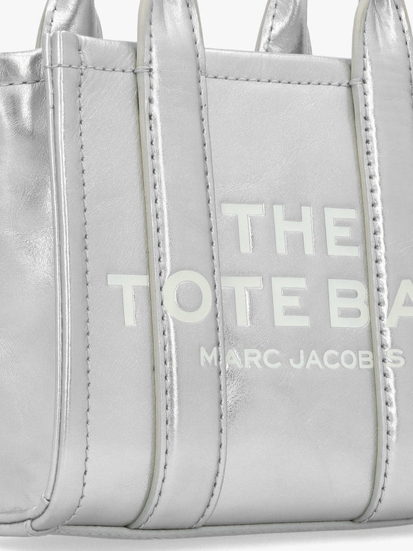 The Metallic Leather Silver Cross-Body Tote Bag