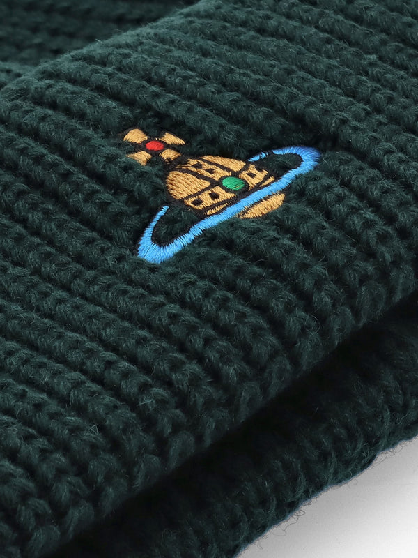 Unisex Sporty Recycled Wool Dark Green Orb Beanie Hat