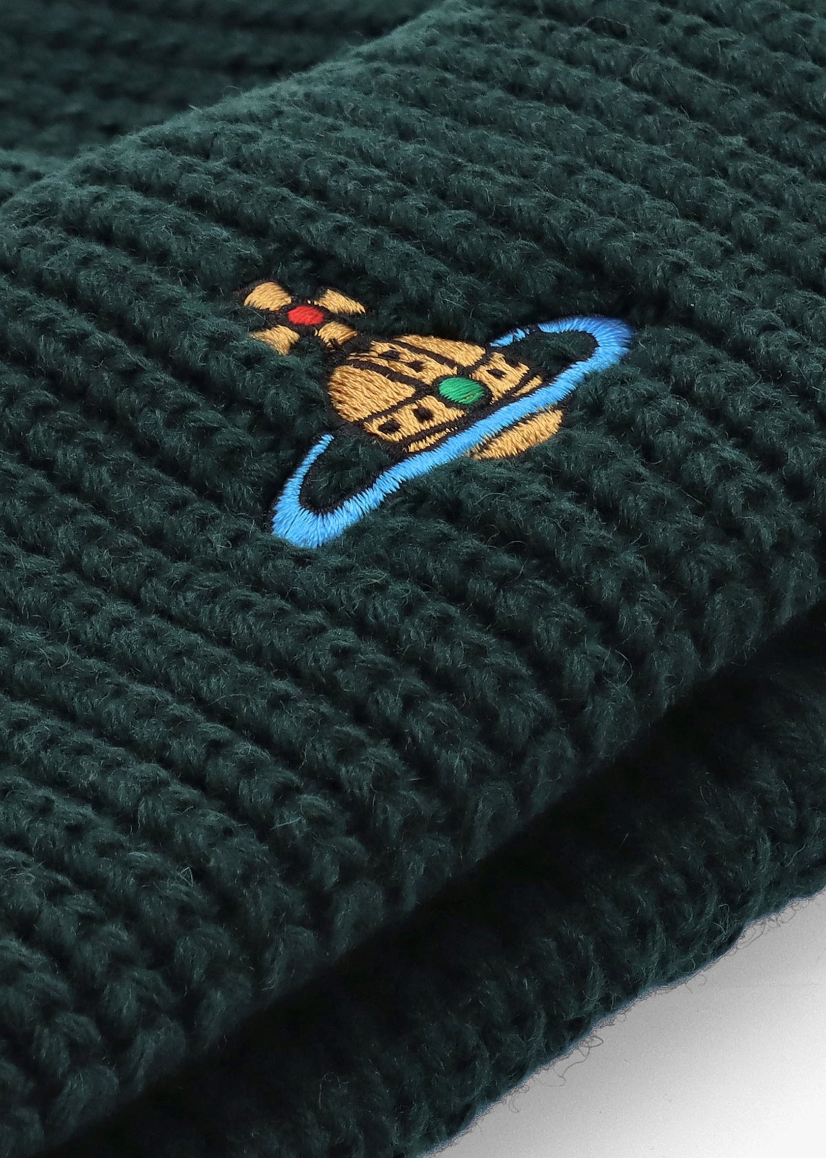 Unisex Sporty Recycled Wool Dark Green Orb Beanie Hat