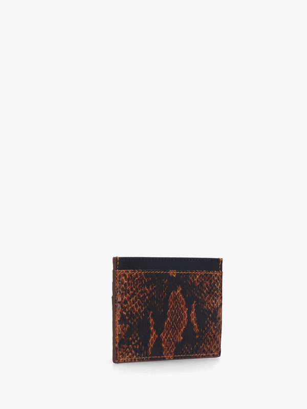 Tan Snakeskin Leather Flat Card Case