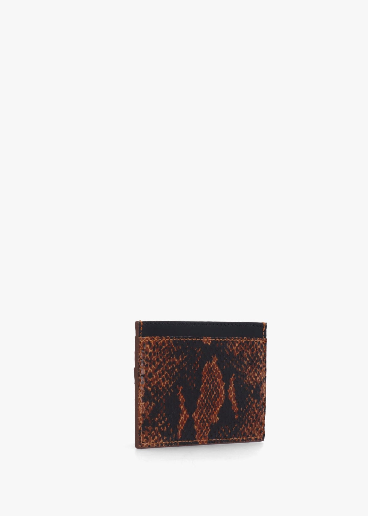 Tan Snakeskin Leather Flat Card Case