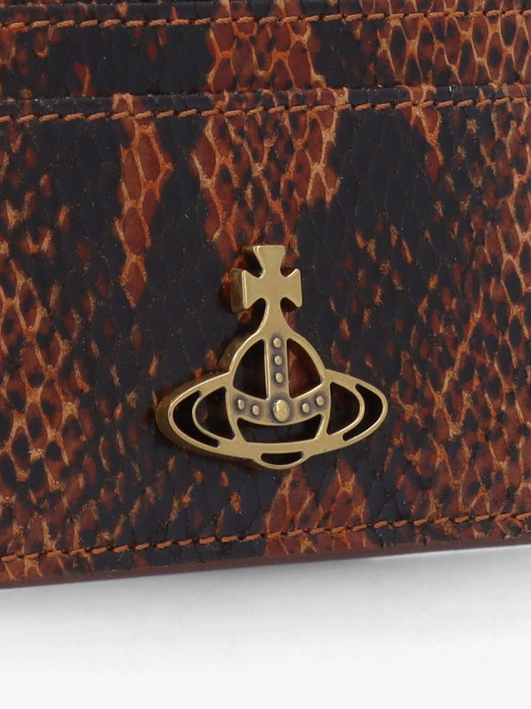 Tan Snakeskin Leather Flat Card Case
