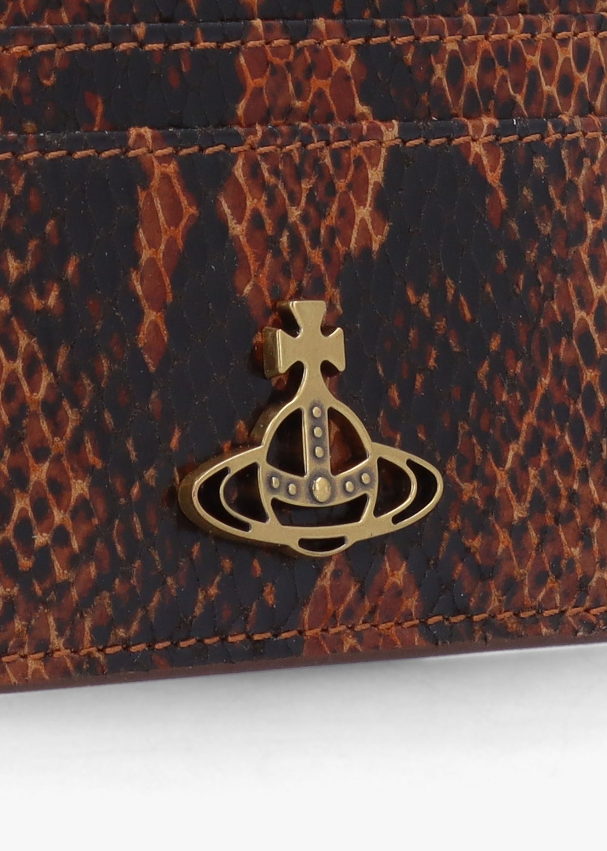 Tan Snakeskin Leather Flat Card Case