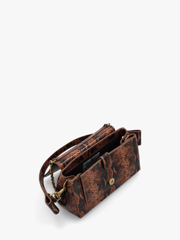 Hazel Medium Embossed Snake Leather Shoulder Bag
