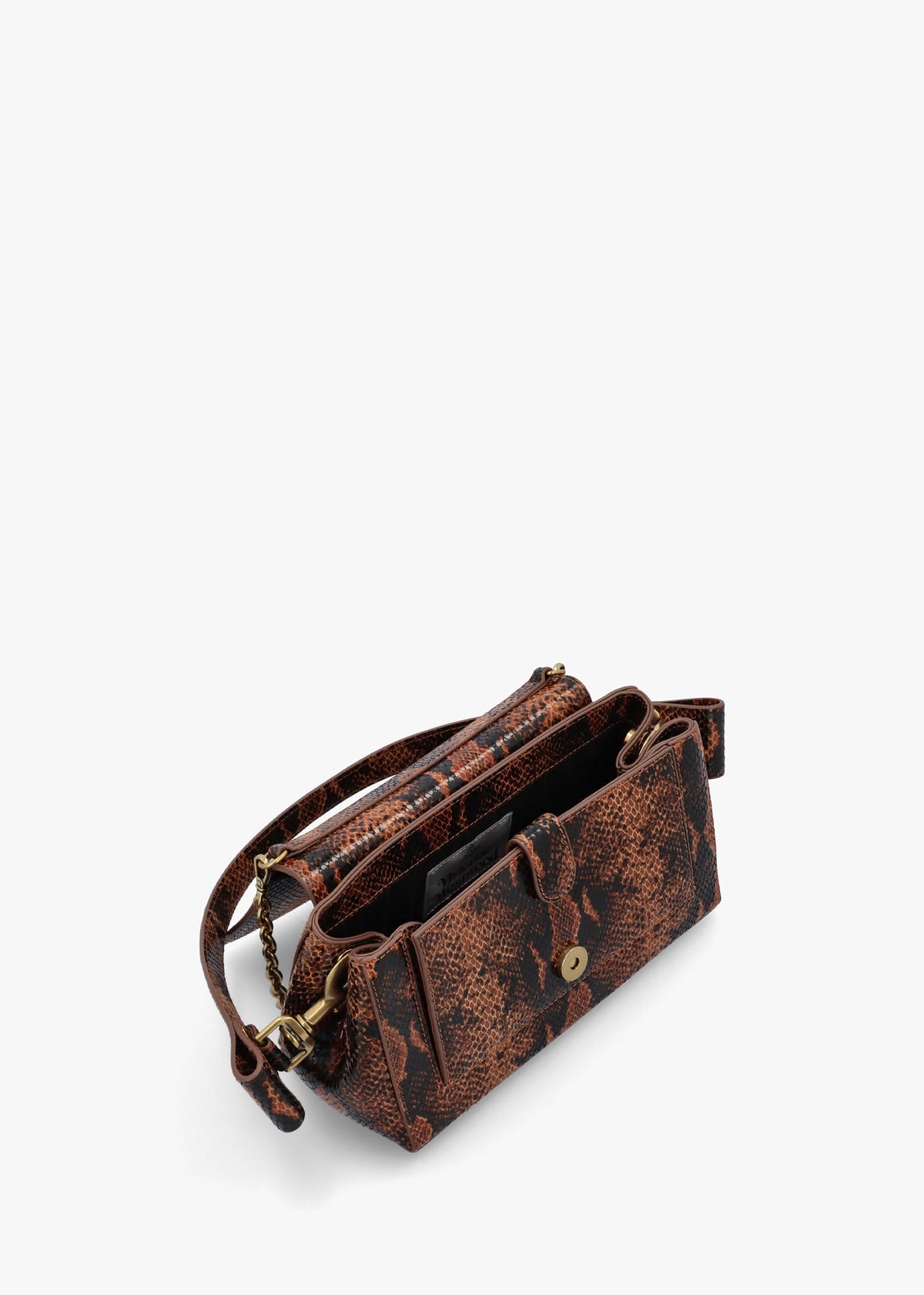 Hazel Medium Embossed Snake Leather Shoulder Bag