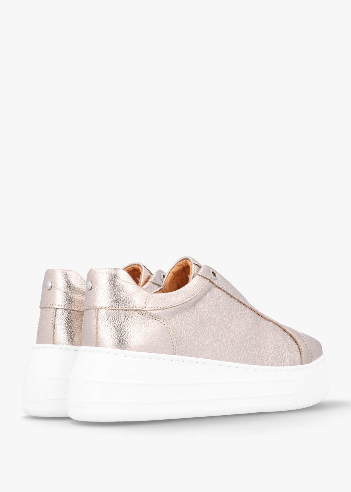Aneeba Gold Metallic Leather Slip On Trainers