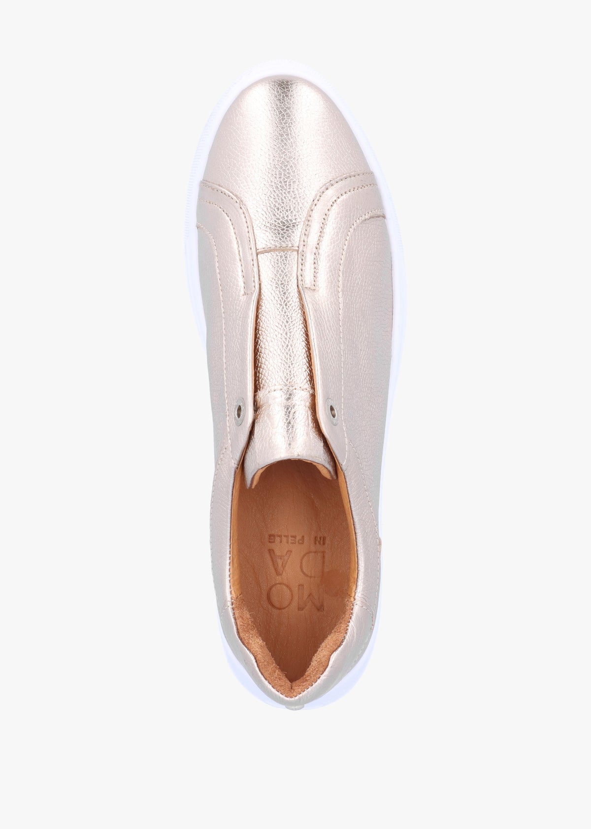 Aneeba Gold Metallic Leather Slip On Trainers