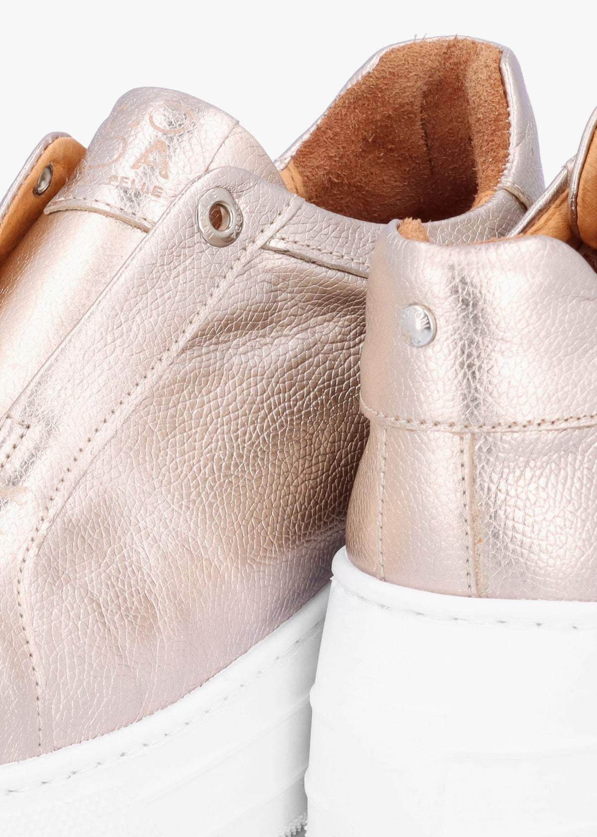 Aneeba Gold Metallic Leather Slip On Trainers