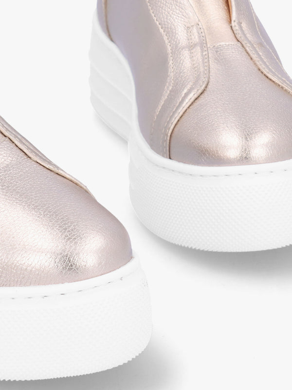 Aneeba Gold Metallic Leather Slip On Trainers