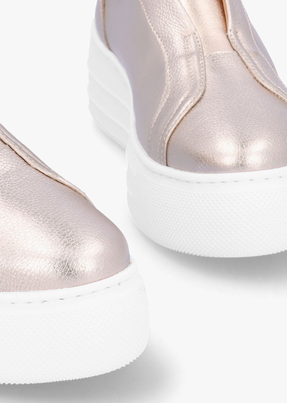 Aneeba Gold Metallic Leather Slip On Trainers