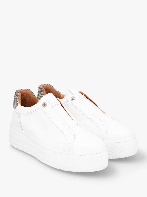 Aneeba White Leather Slip On Trainers
