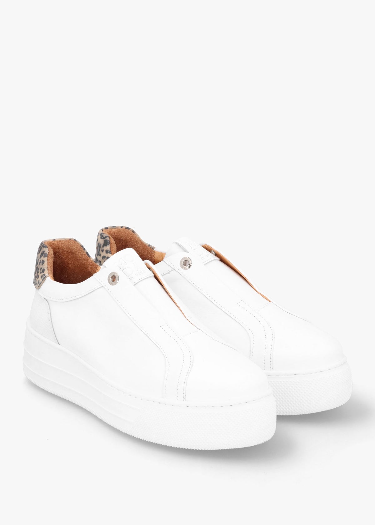 Aneeba White Leather Slip On Trainers