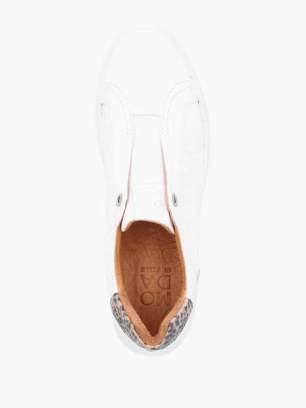 Aneeba White Leather Slip On Trainers