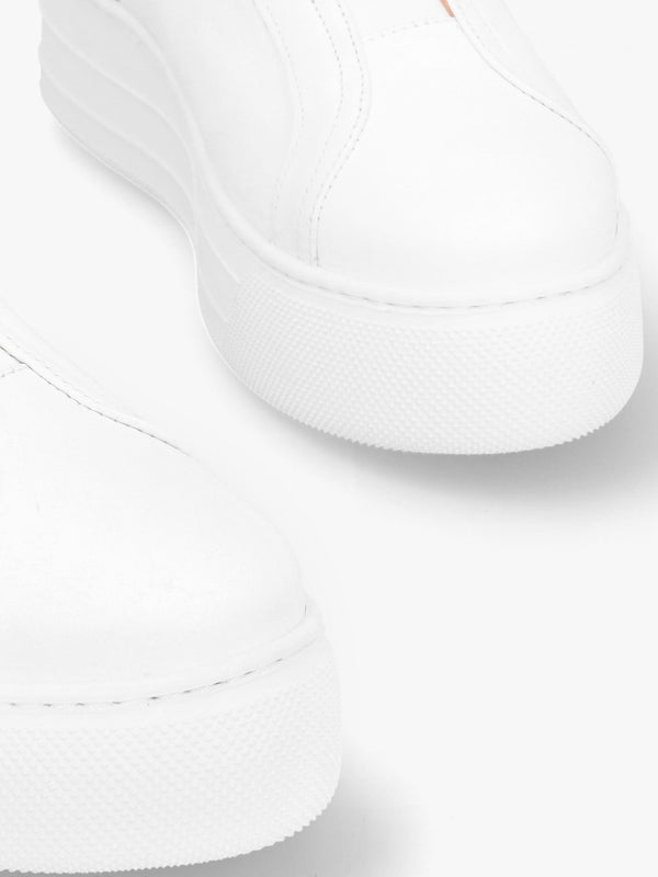Aneeba White Leather Slip On Trainers