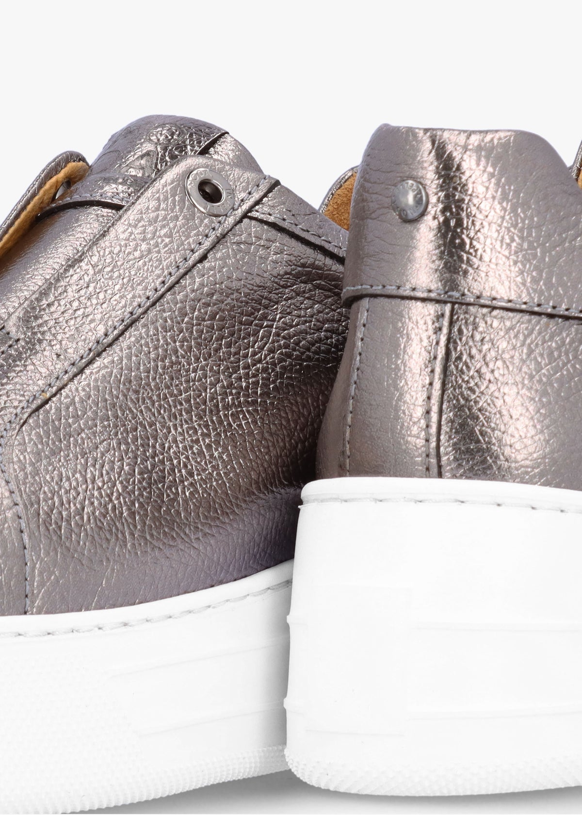 Aneeba Pewter Metallic Leather Slip On Trainers