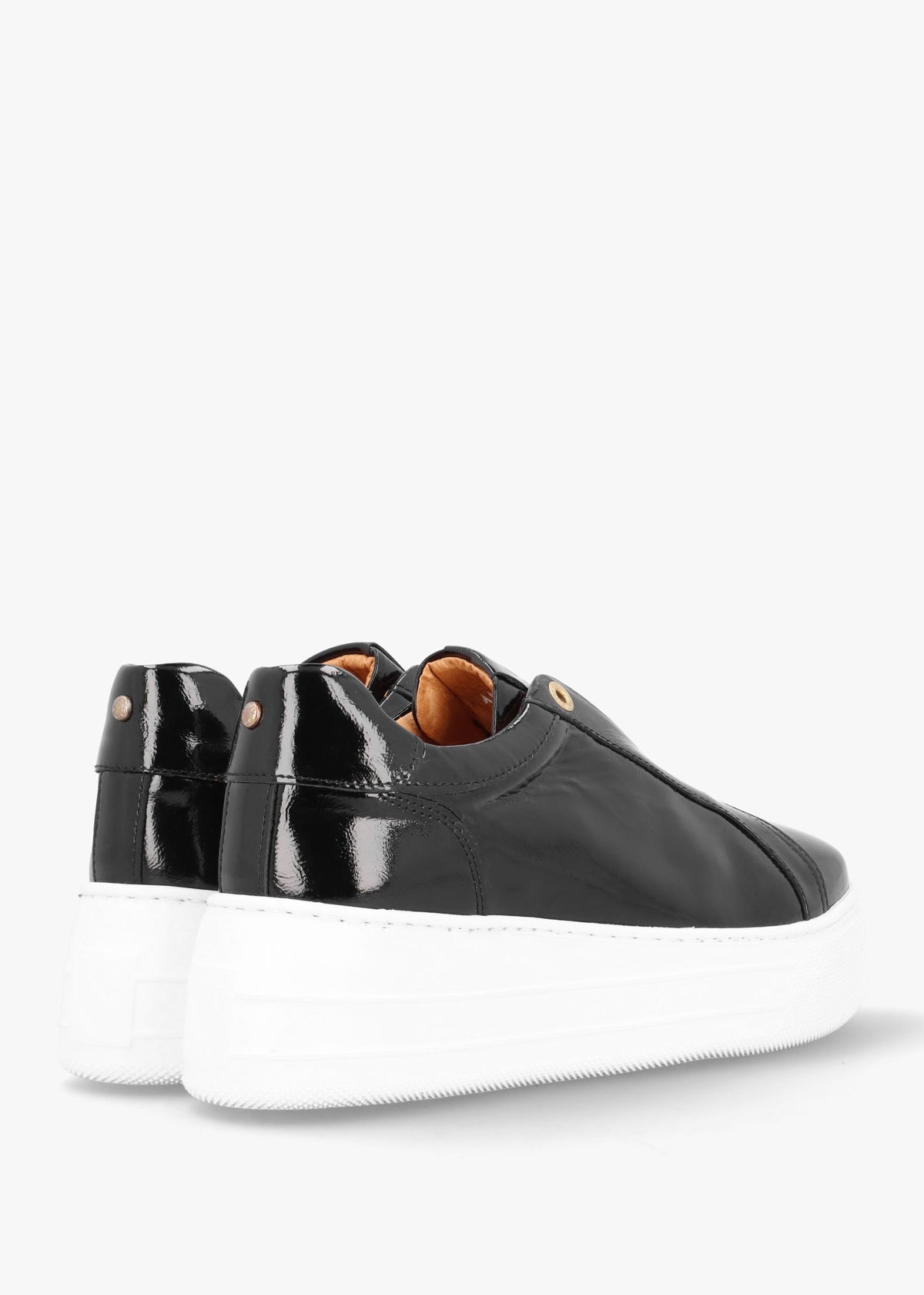 Aneeba Black Patent Leather Slip On Trainers