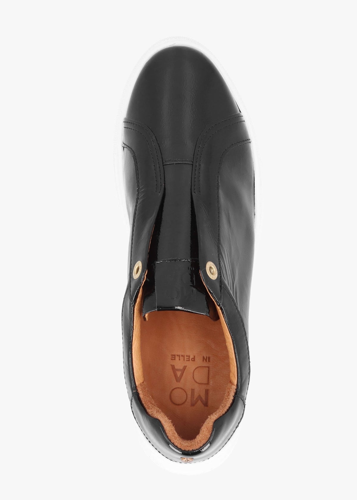 Aneeba Black Patent Leather Slip On Trainers
