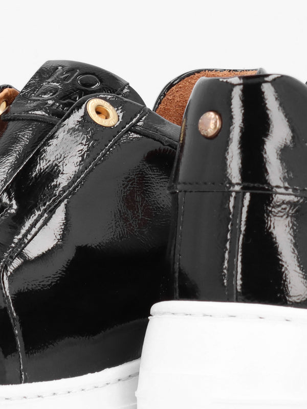 Aneeba Black Patent Leather Slip On Trainers