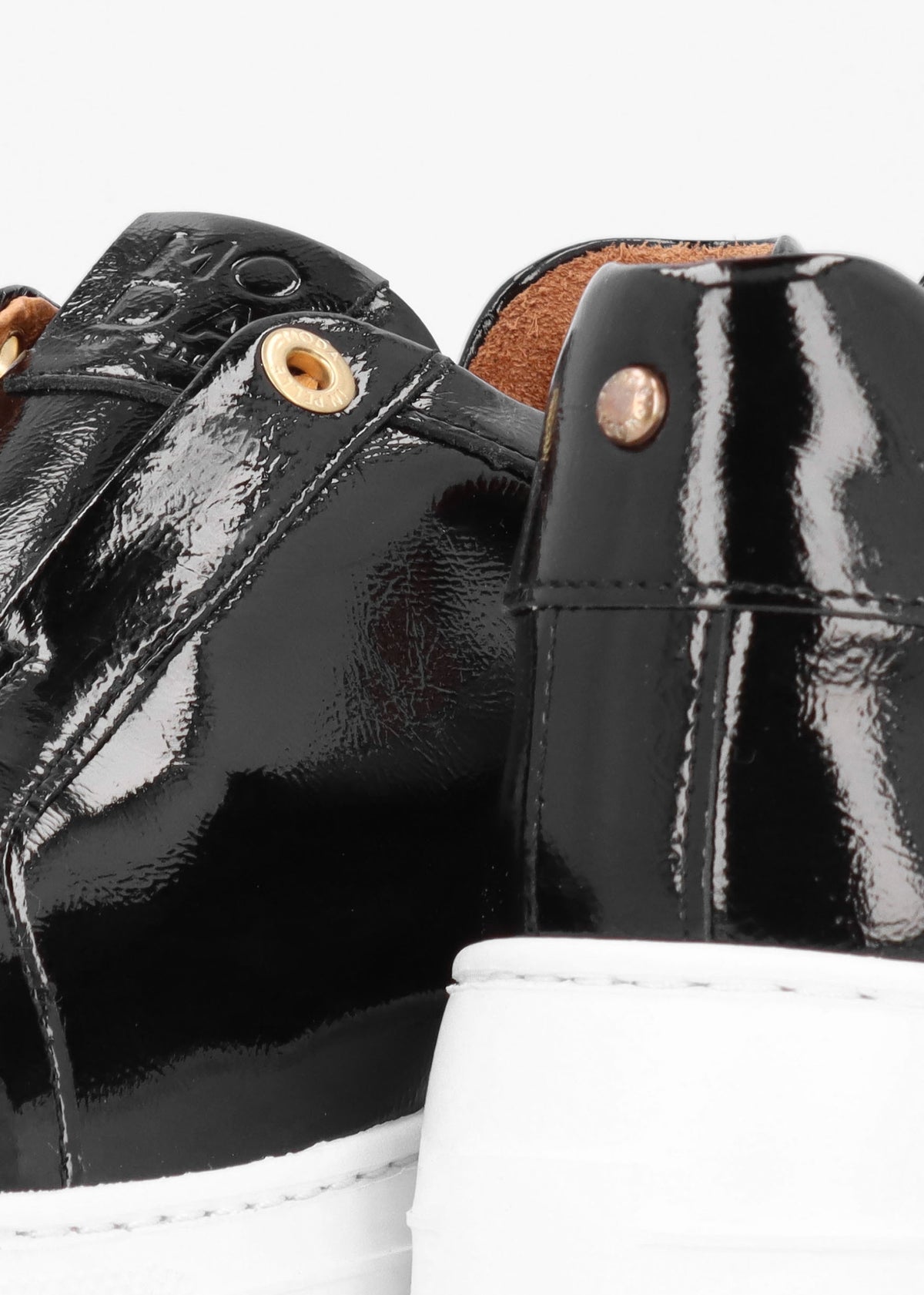 Aneeba Black Patent Leather Slip On Trainers