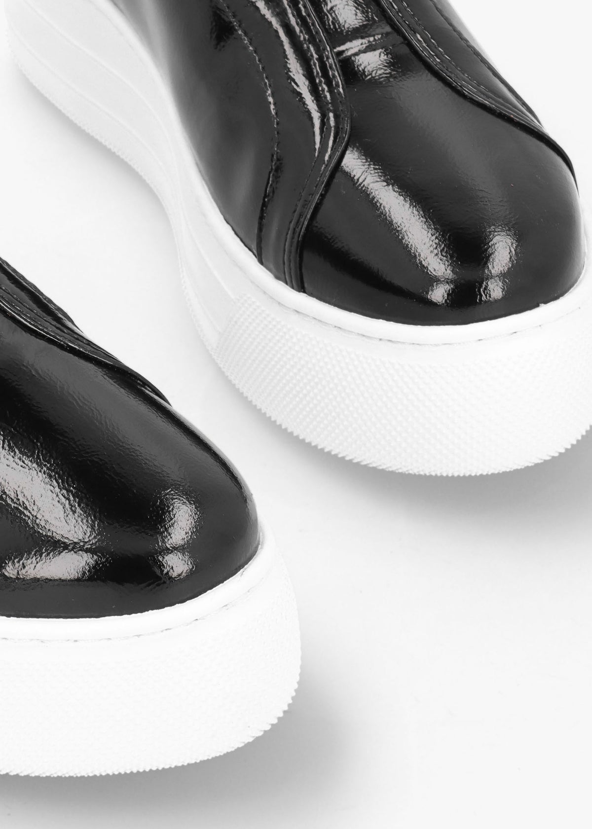 Aneeba Black Patent Leather Slip On Trainers