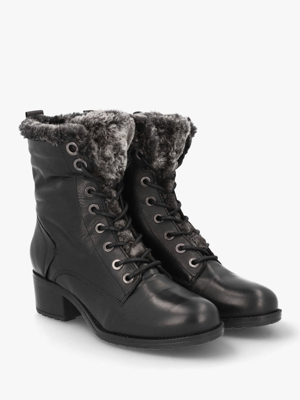 Alpinne Black Leather Tall Ankle Boots