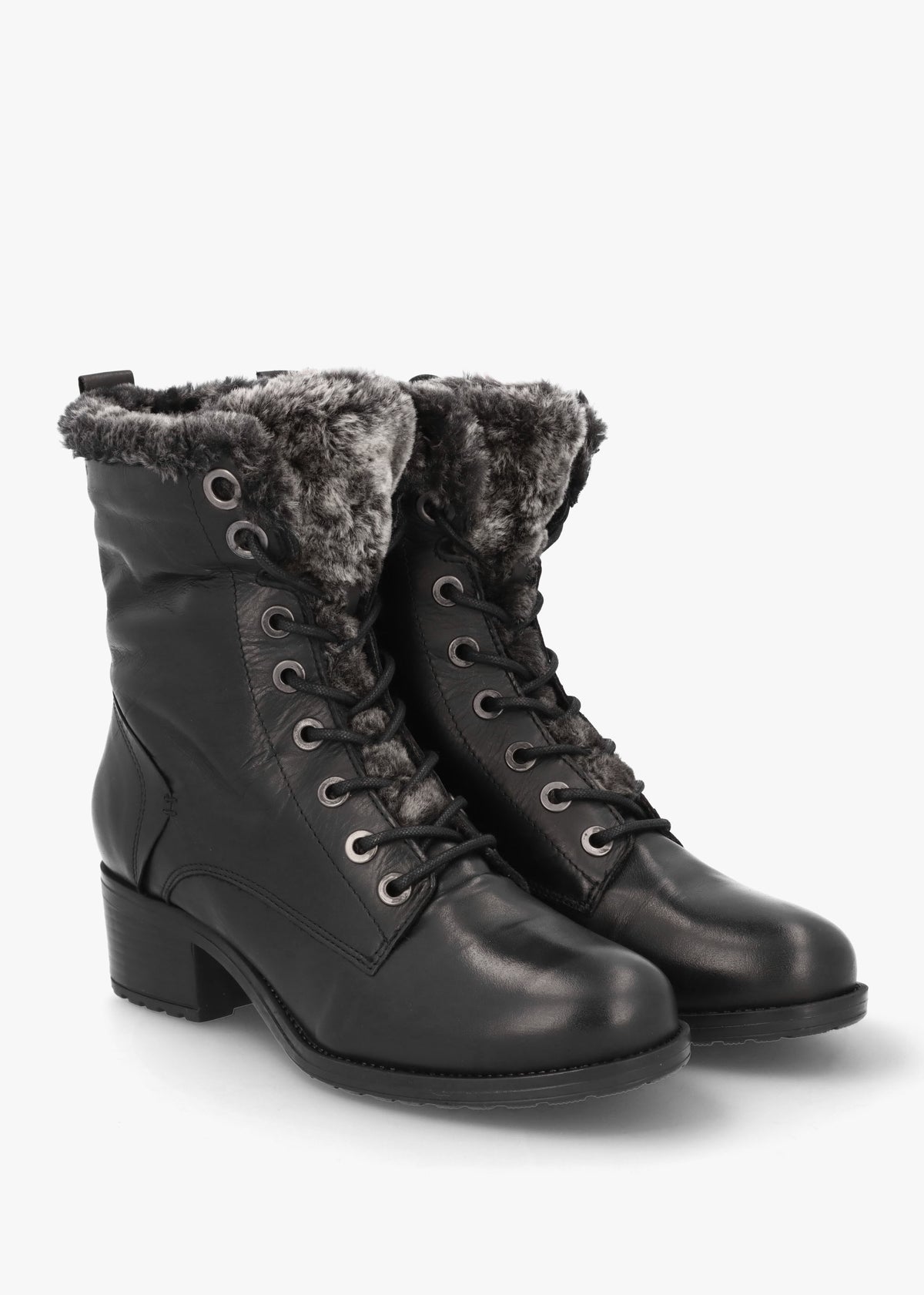 Alpinne Black Leather Tall Ankle Boots