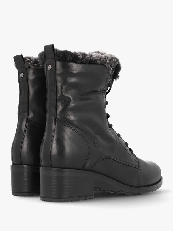 Alpinne Black Leather Tall Ankle Boots