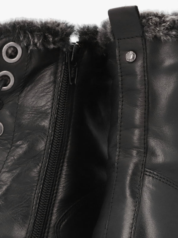 Alpinne Black Leather Tall Ankle Boots