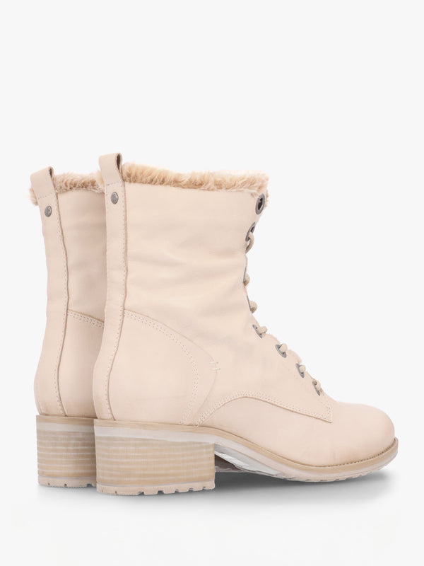 Alpinne Cream Leather Tall Ankle Boots