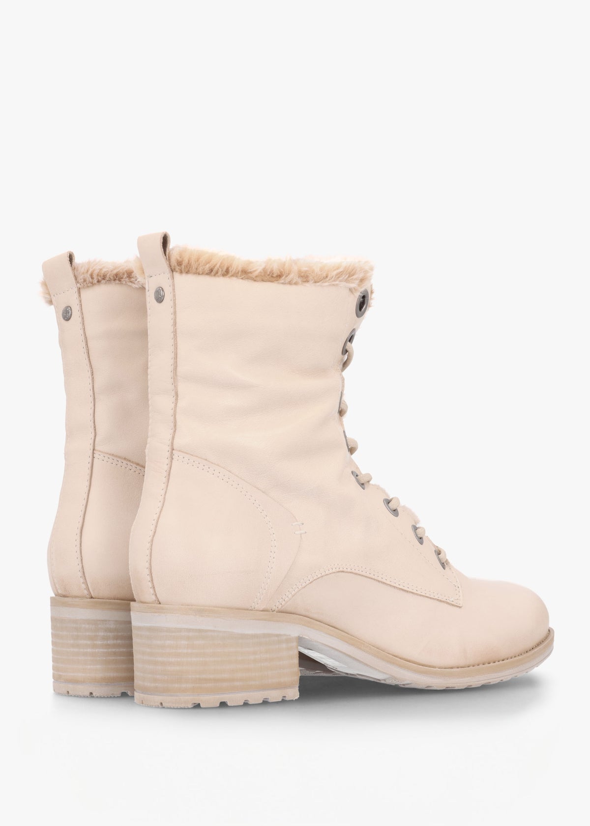 Alpinne Cream Leather Tall Ankle Boots