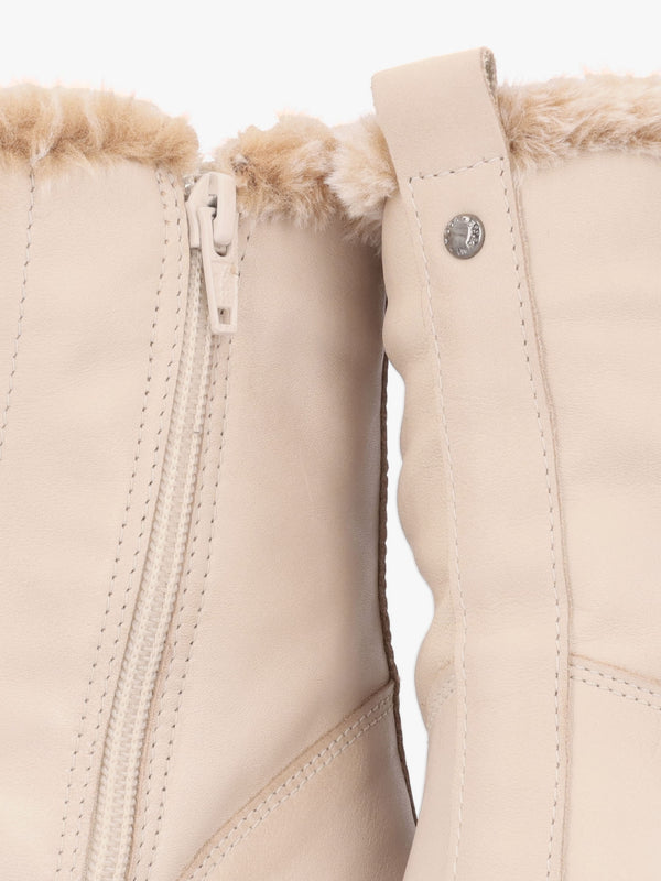Alpinne Cream Leather Tall Ankle Boots