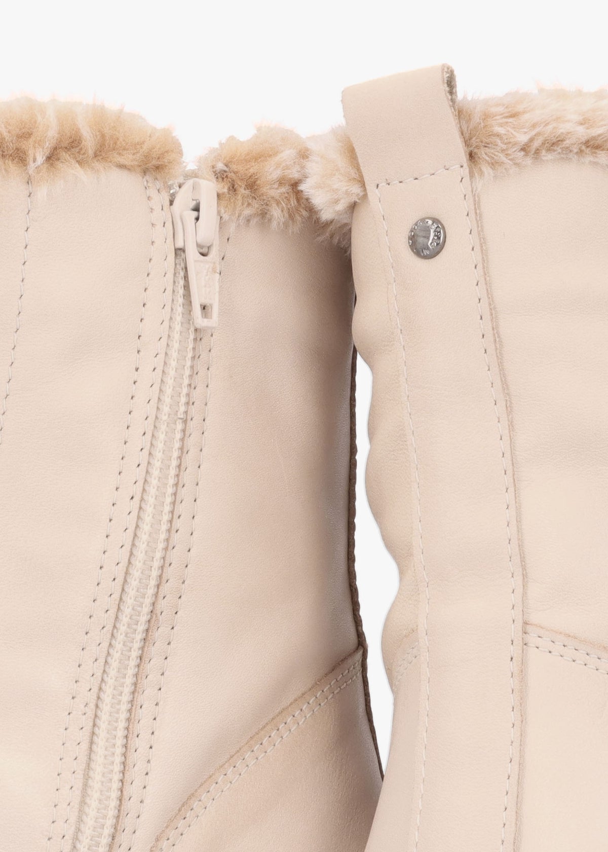 Alpinne Cream Leather Tall Ankle Boots