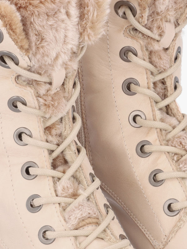 Alpinne Cream Leather Tall Ankle Boots