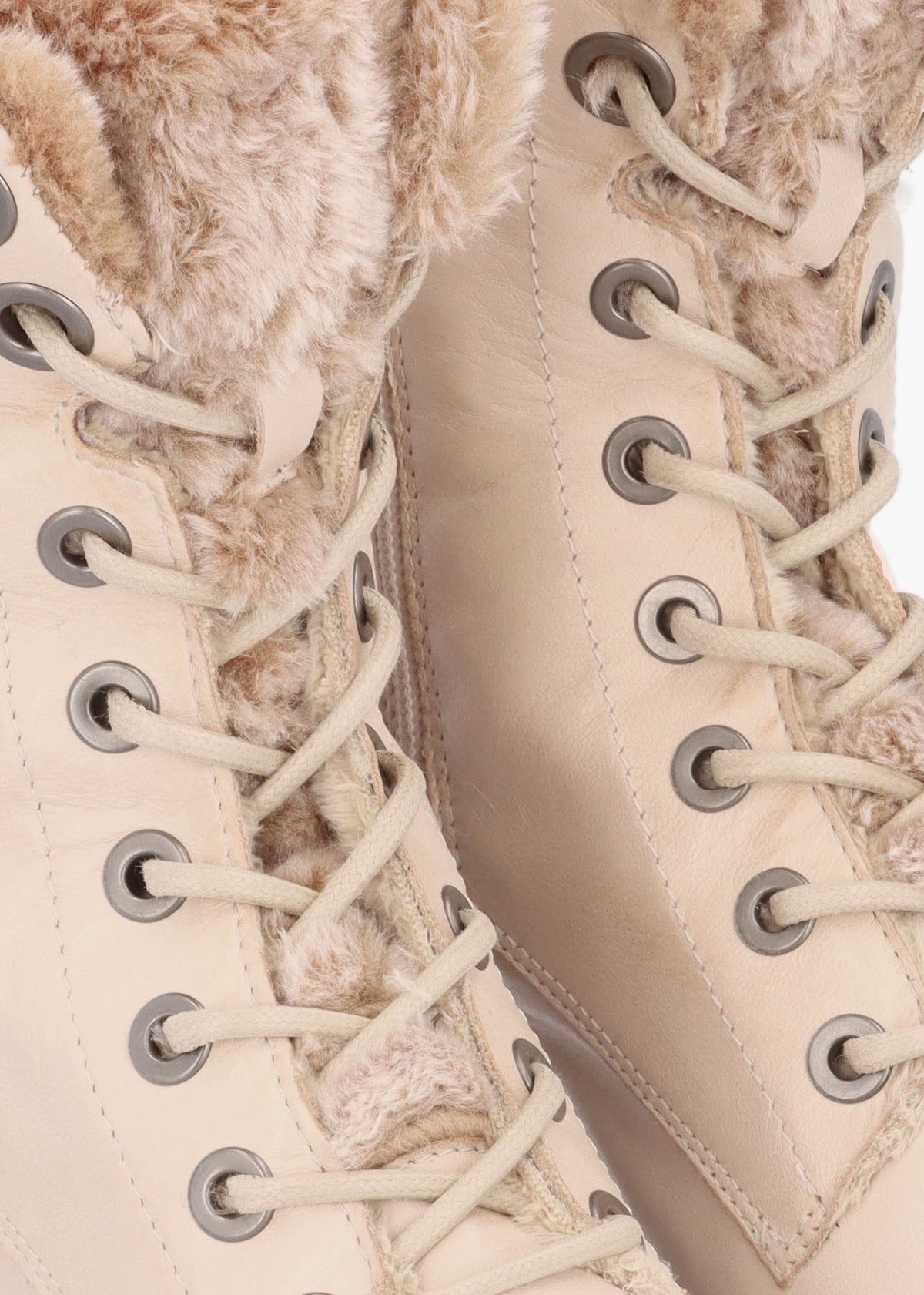 Alpinne Cream Leather Tall Ankle Boots