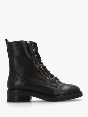 Ilacie Black Leather Lace Up Boots