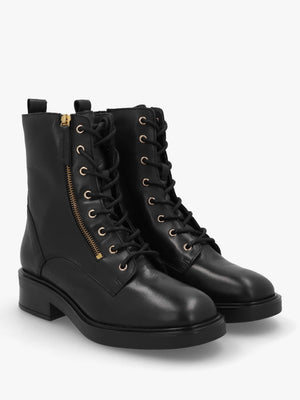 Ilacie Black Leather Lace Up Boots