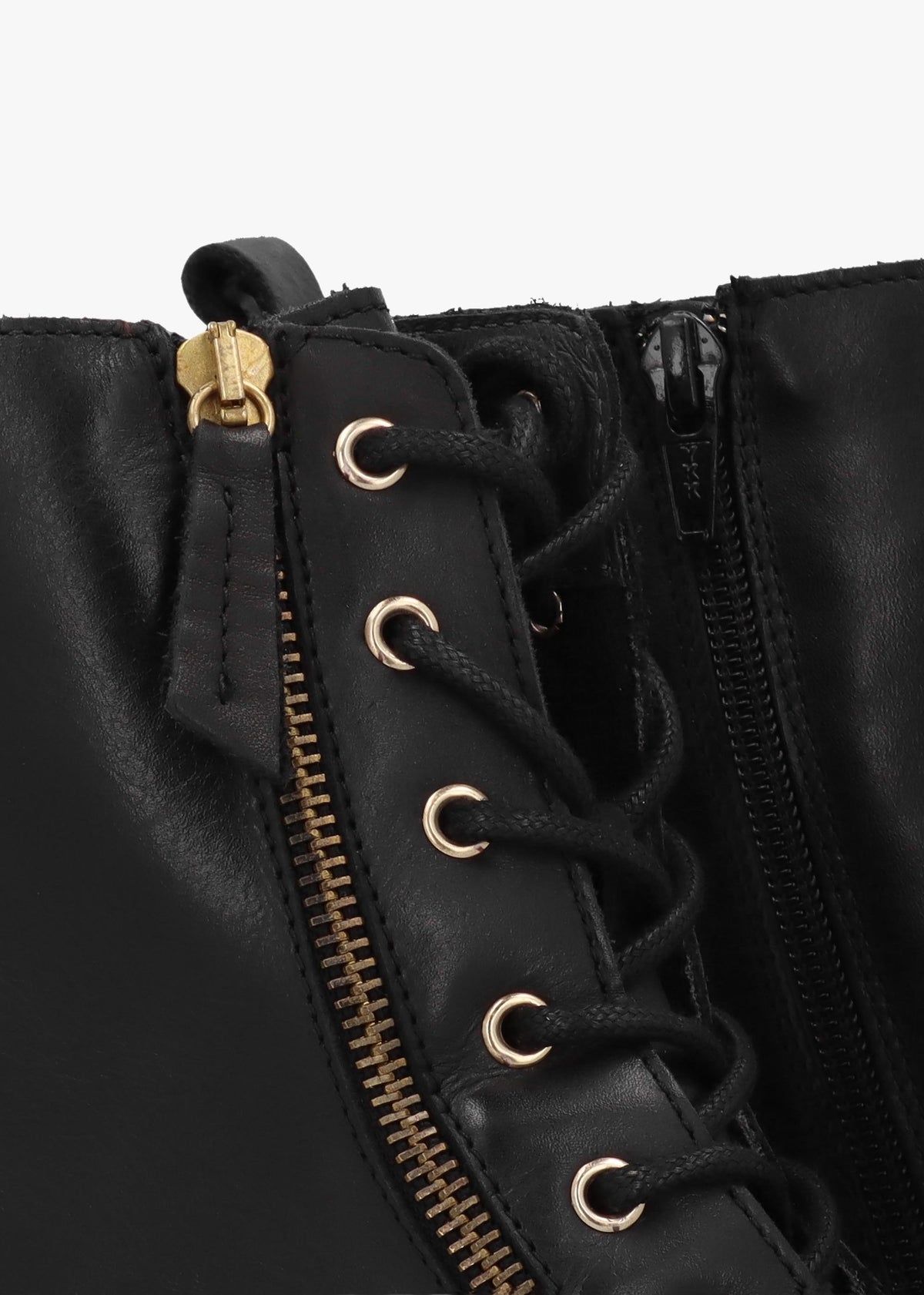 Ilacie Black Leather Lace Up Boots