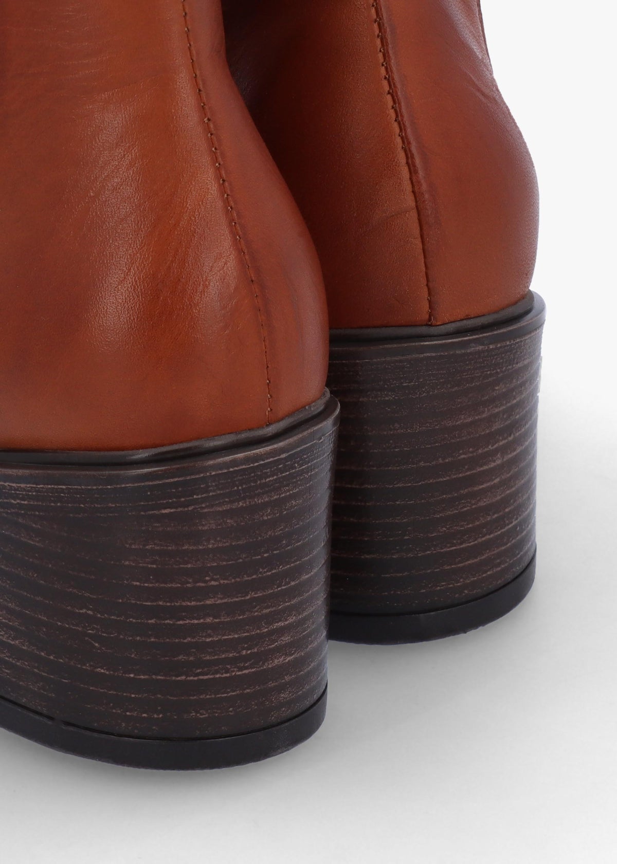 Ichels Tan Leather Block Heel Chelsea Boots
