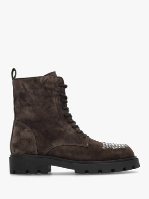 Abode Brown Suede Embellished Ankle Boots