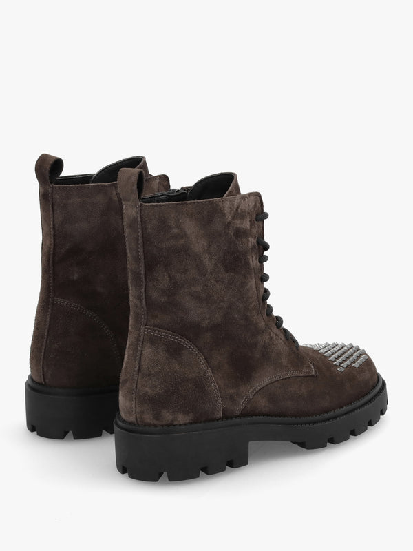 Abode Brown Suede Embellished Ankle Boots