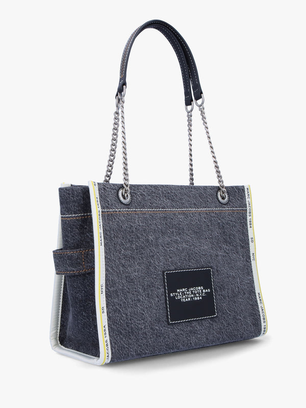 The Denim Chain Medium Black Wash Tote Bag