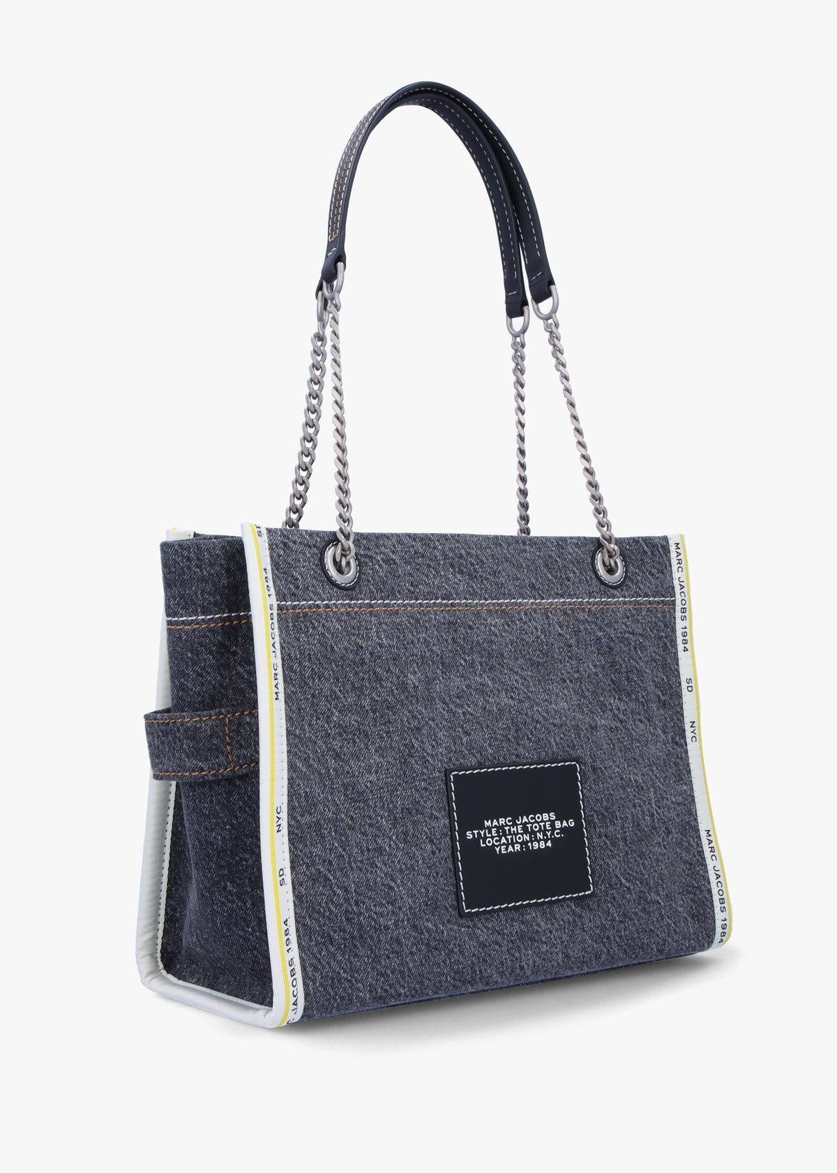 The Denim Chain Medium Black Wash Tote Bag