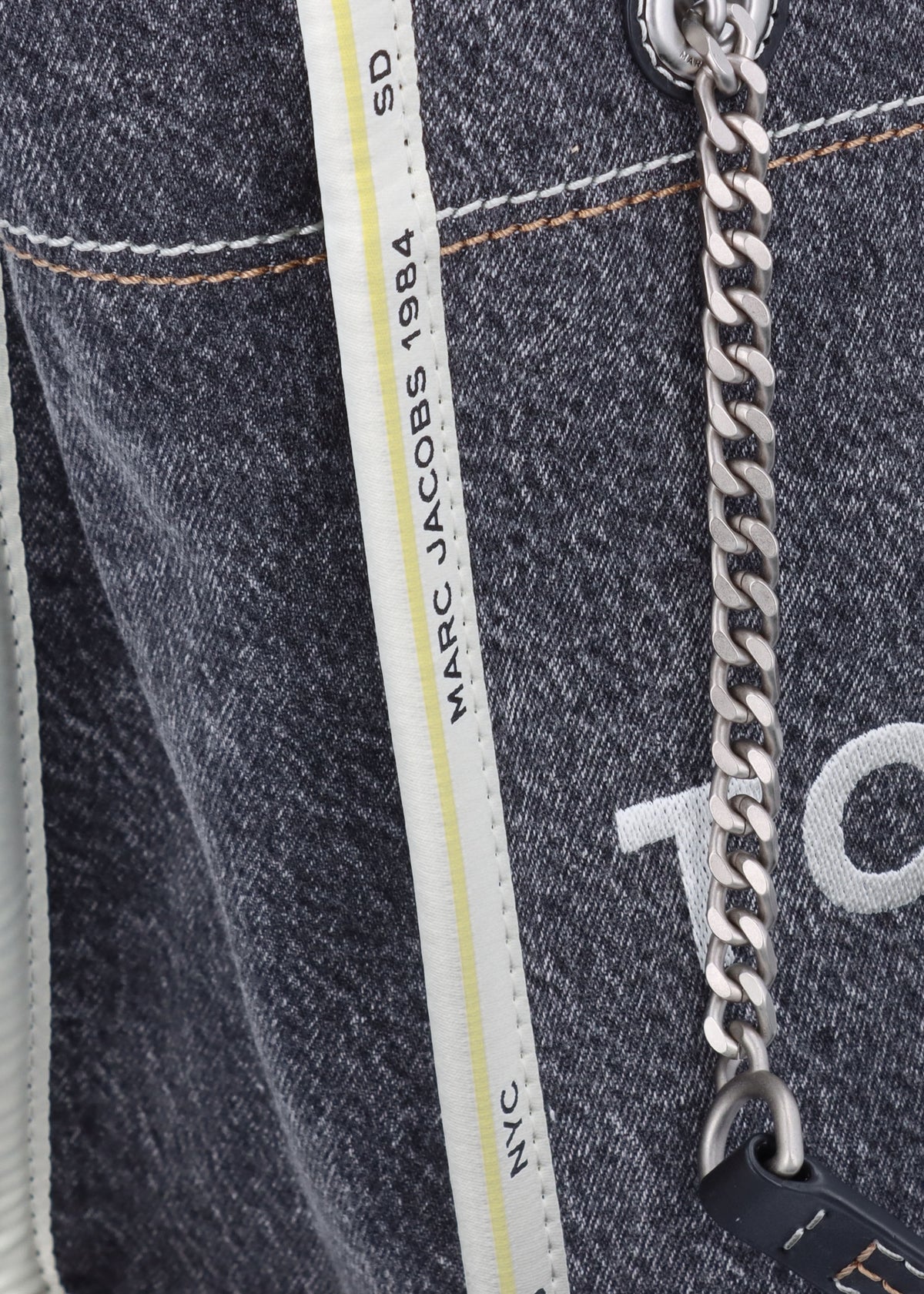 The Denim Chain Medium Black Wash Tote Bag