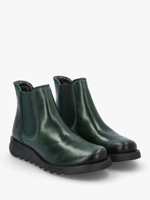 Salv Petrol Rug Leather Wedge Chelsea Boots